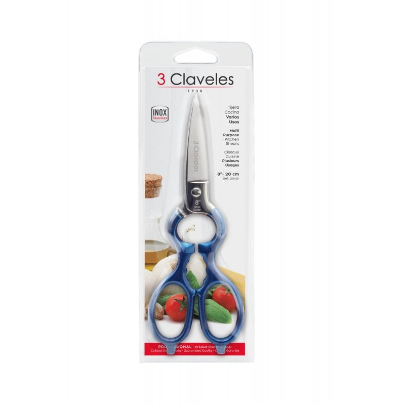 3 Claveles - Tijeras De Cocina Profesionales Varios Usos De 8" 20 Cm, Acero Forjado En Caliente