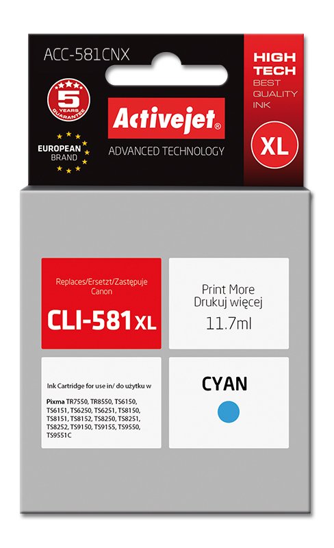 EAN 5901443110576 - Activejet ACC-581CNX cartucho de tinta 1 pieza(s) Compatible Alto rendimiento (XL) Cian imagen 1