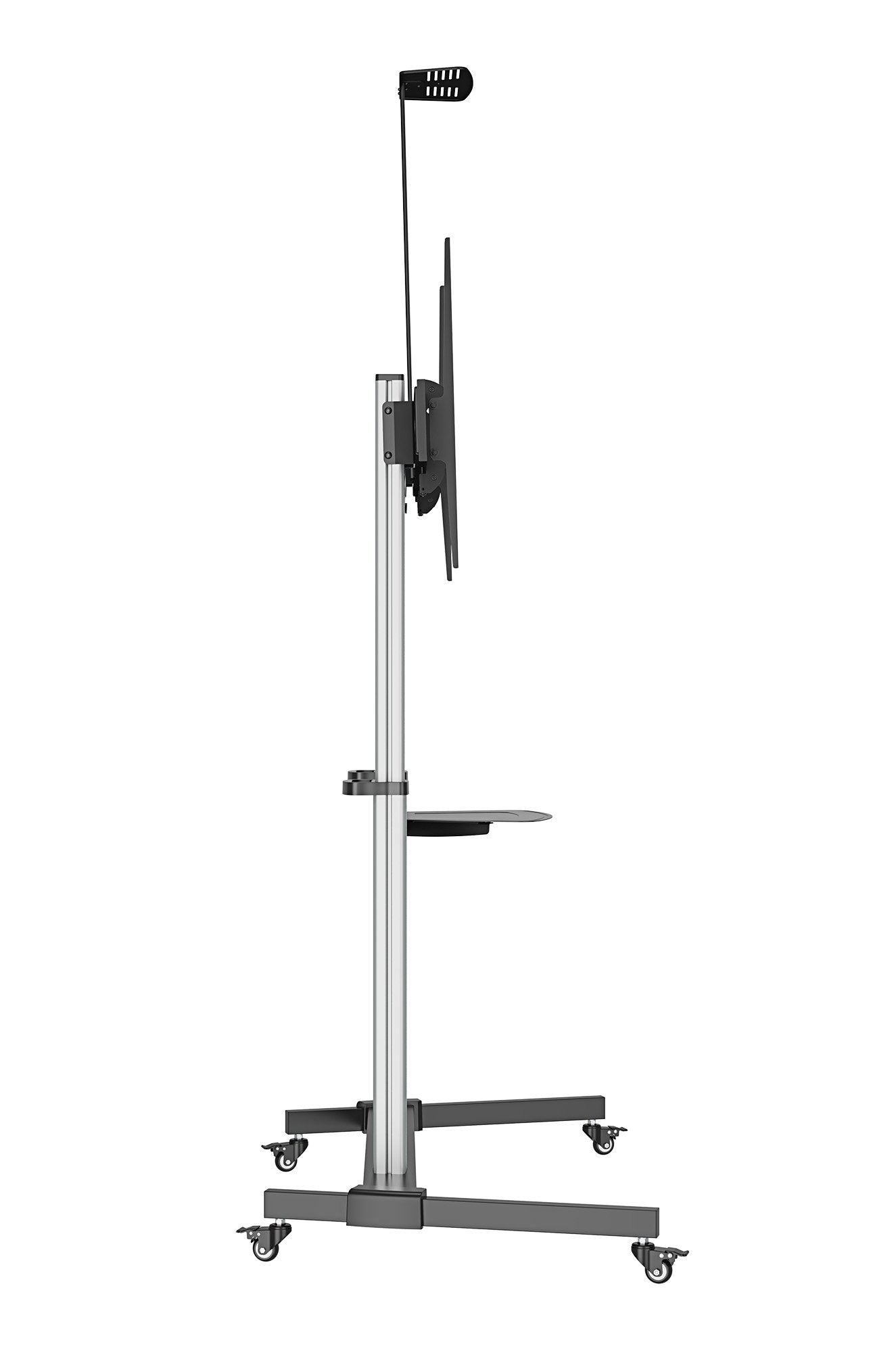 Manhattan 462563 Tv-Wagen 60-100" 80kg Vesa 1000x600 Neigbar Kamera- Av-Ablage Rollen Silver Black