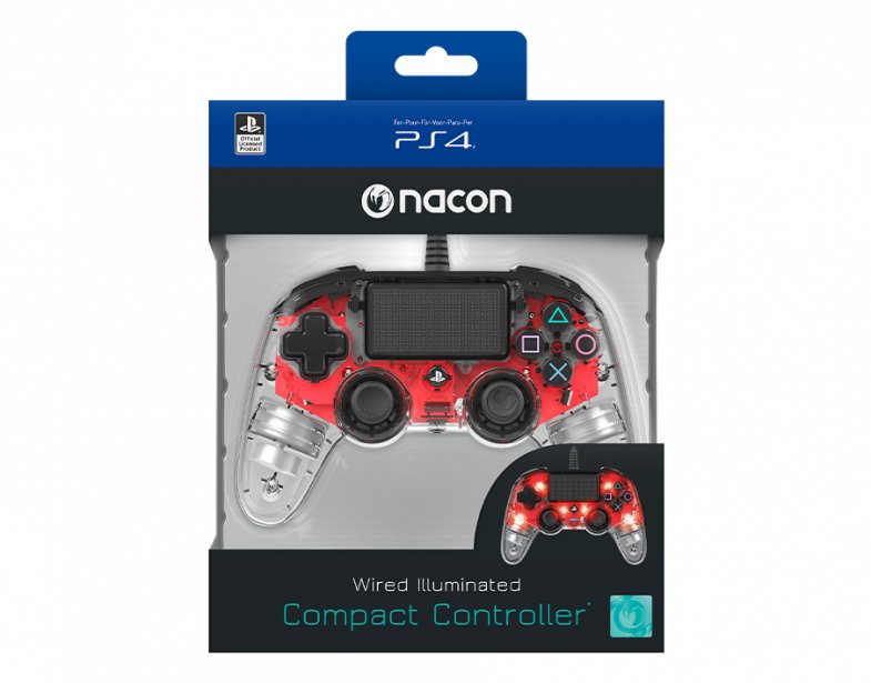 Nacon Compact Controller Wired Para Ps4 Iluminado Rojo