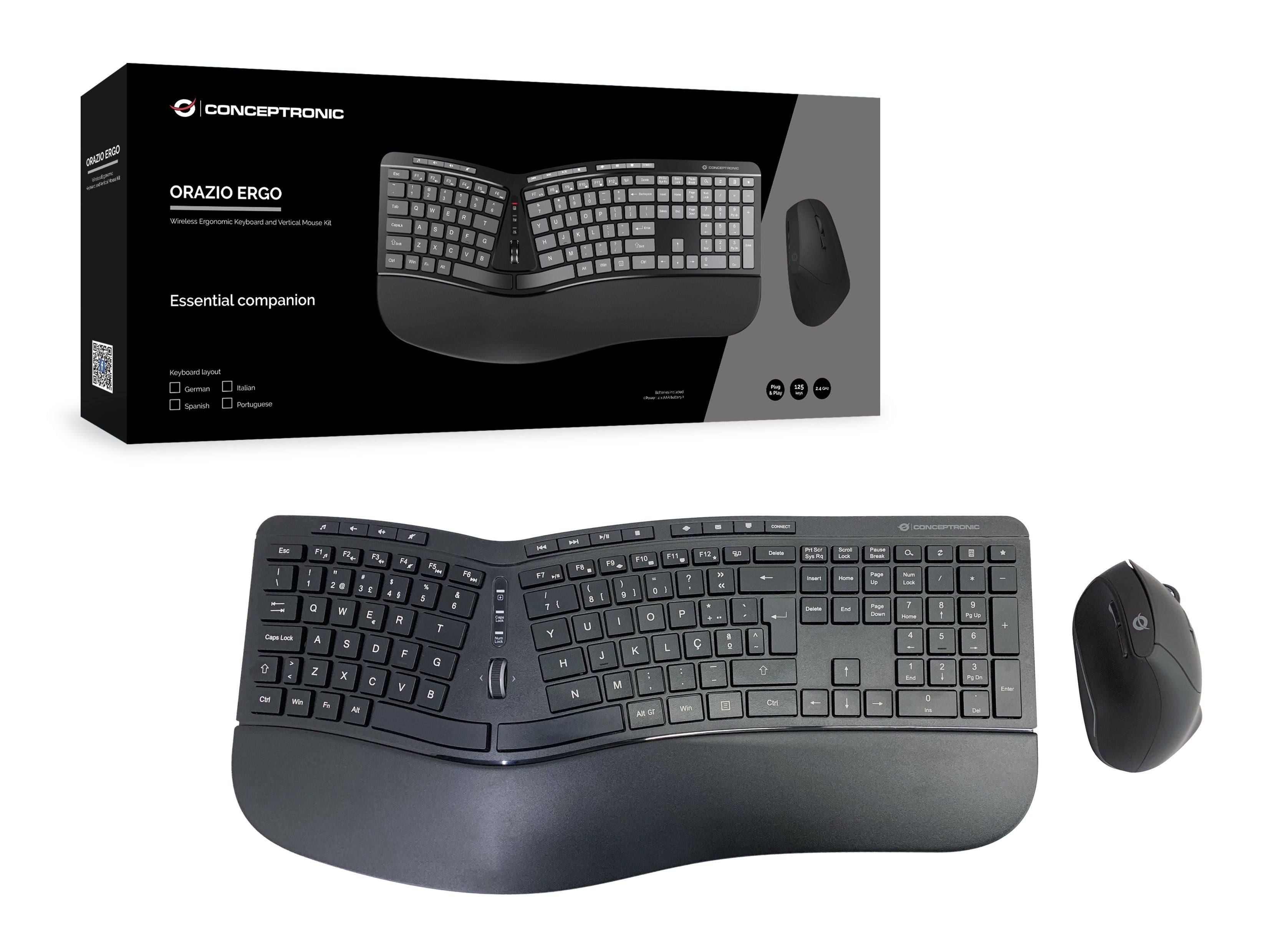 Teclado Portugués + Ratón Conceptronic Orazio02pt Rf Inalámbrico Qwerty Negro