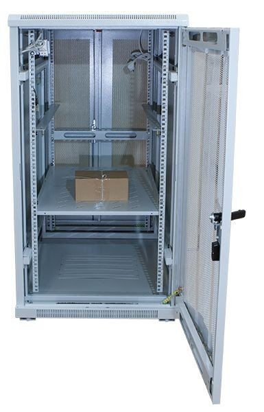 Allnet 19\"Schrank, 22he, B600/T1000mm, Perforierte Blechtüren, Lichtgris, Snb-Serie,