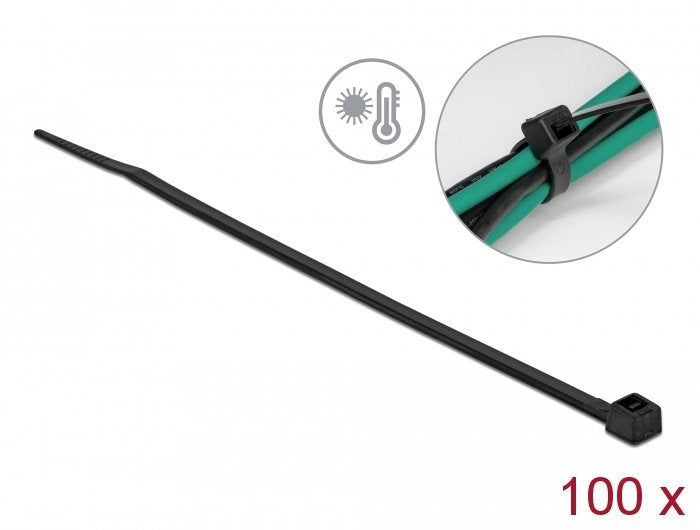 Delock Cablebinder Hitzebeständig L 150 X B 3,6 Mm Schwarz 100 Stück