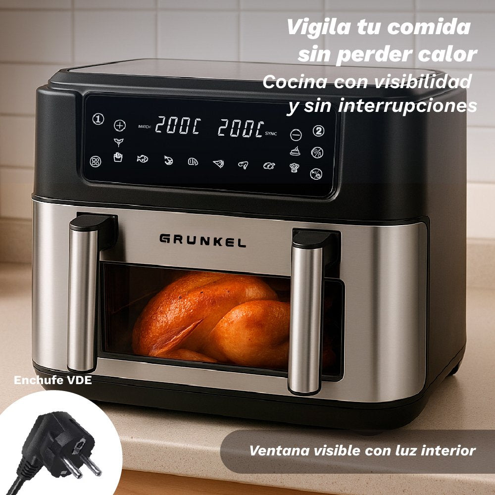 Freidora Por Aire Airfryer Sin Aceite Grunkel Dualflexifryer 2800w Capacidad 10l