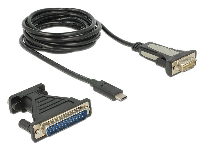 Delock Adaptador Usb Tipo-C > 1 X Serie Db9 Rs-232 + Adaptador Db25 1,8m