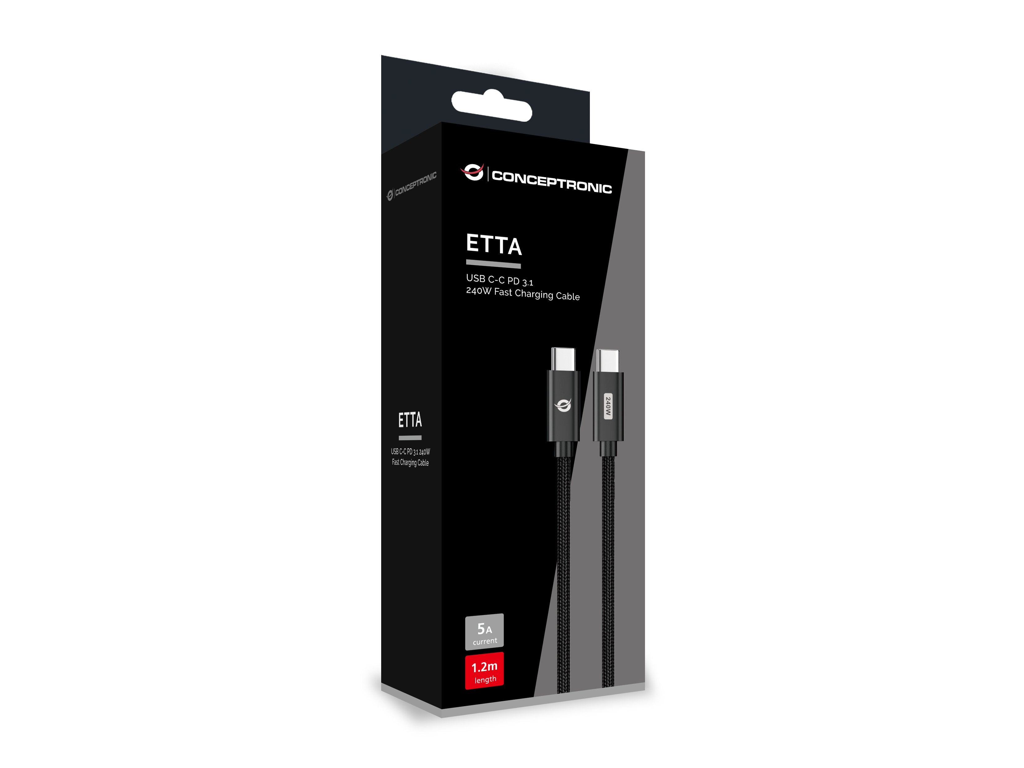 Cable Usb-C Macho A Usb-C Macho 2m Conceptronic Pd 3.1 240w 48v 5a  480mbps E-Mark