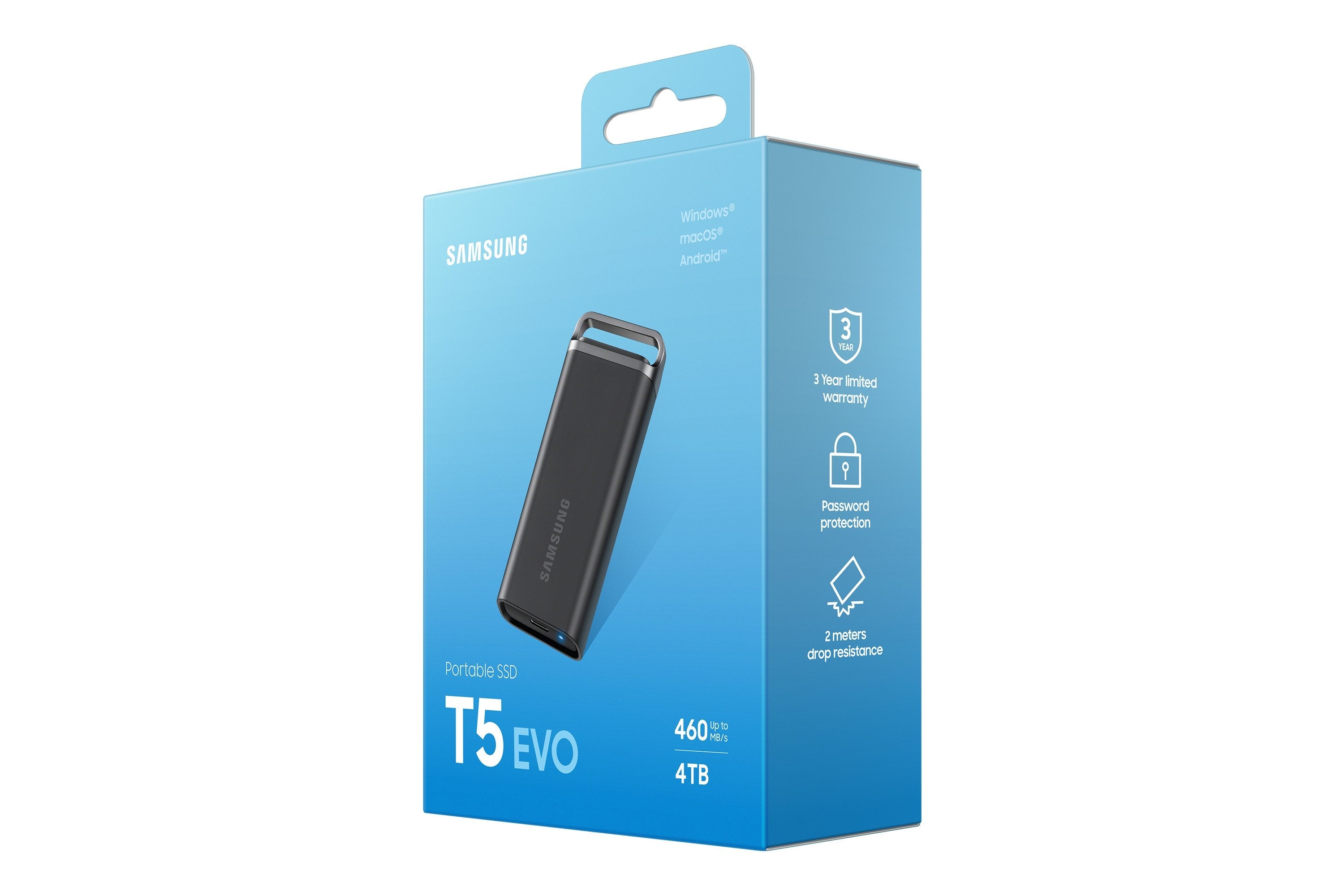 Samsung Portable Ssd T5 Evo 4 Tb, Ssd Externo Negro/Plateado, Usb 3.2 Gen 1 (5 Gbps) Mu-Ph4t0s/Eu