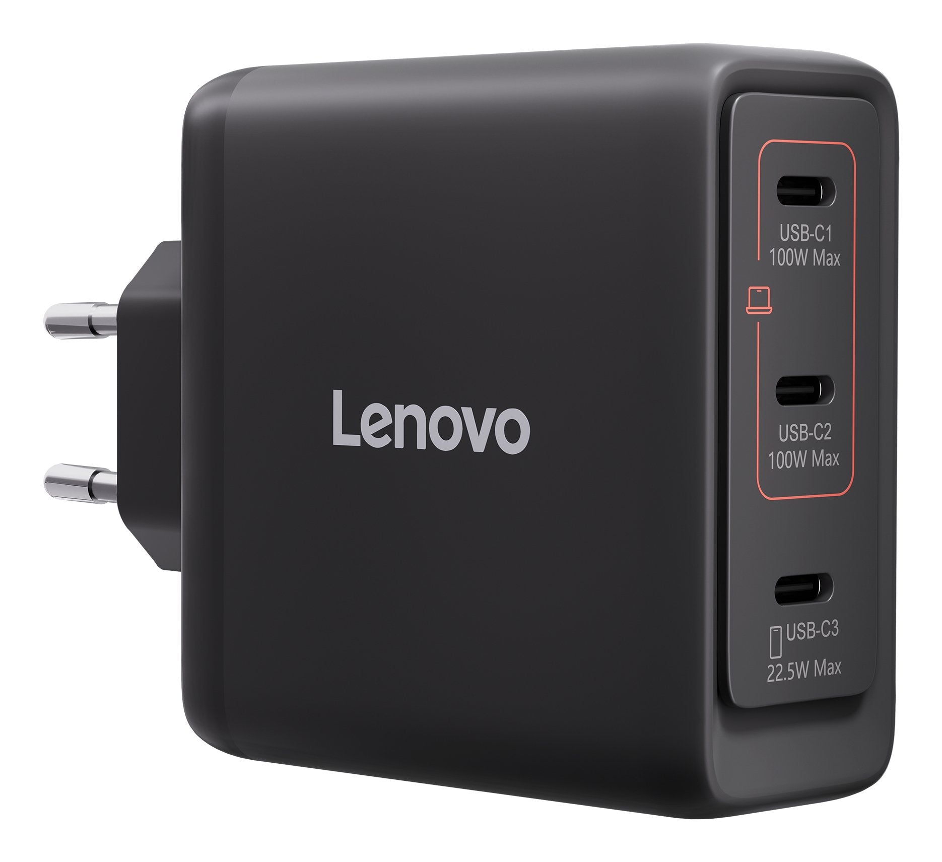 N Lenovo Multi-Port Usb-C 100w Gan-Cargador  Netzteil Schwarz Inkl. Usb-C Cable (1,8m)