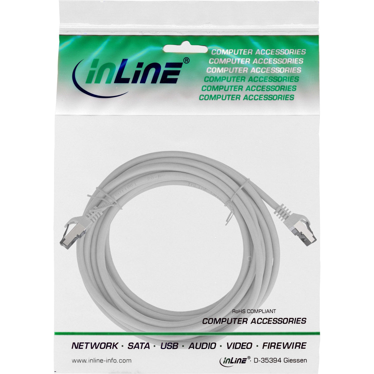 Cable De Red Inline S/Ftp Pimf Cat.8.1 Libre De Halógenos 2000mhz Gris 15m