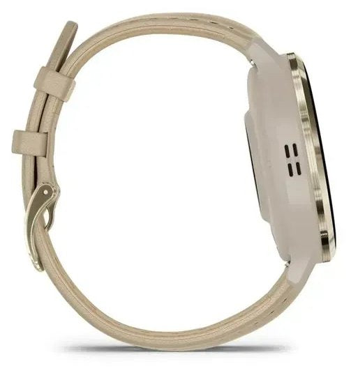 Garmin Venu 3s Smart Watch 41mm, Gps, Stainless Steel Bezel With Leather Band French Gray / Softgold Eu