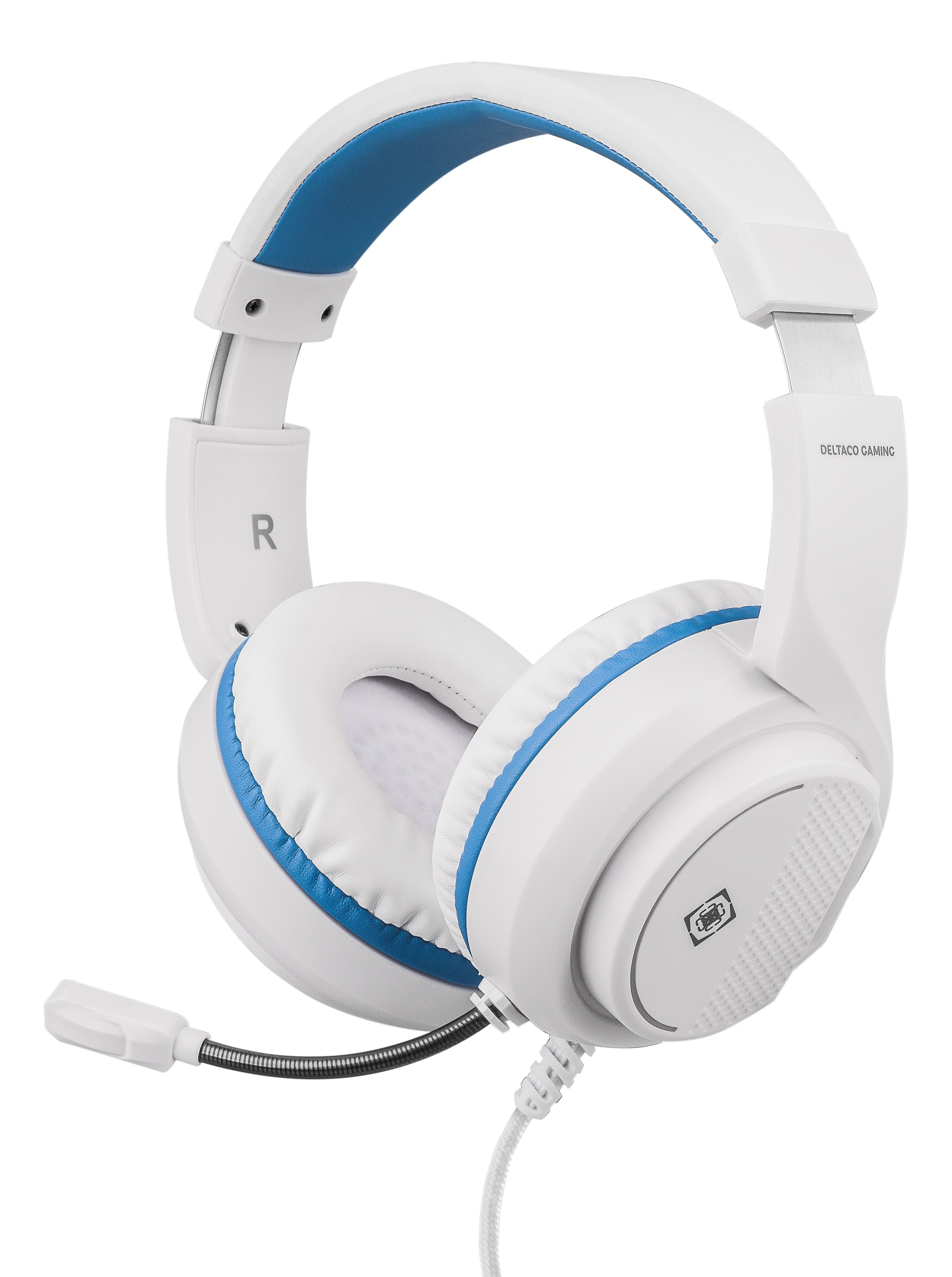 EAN 7333048052643 - Deltaco Gaming GAM-127-W auricular y casco Auriculares Alámbrico Diadema Juego Azul, Blanco imagen 1