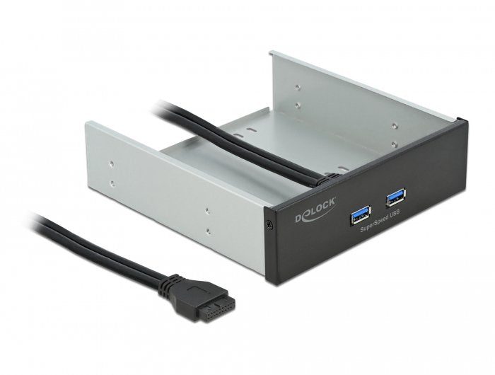 Panel Frontal De Delock De 5,25" Con 2 Puertos Tipo A Superspeed ??Usb (Usb 3.2 Gen 1)