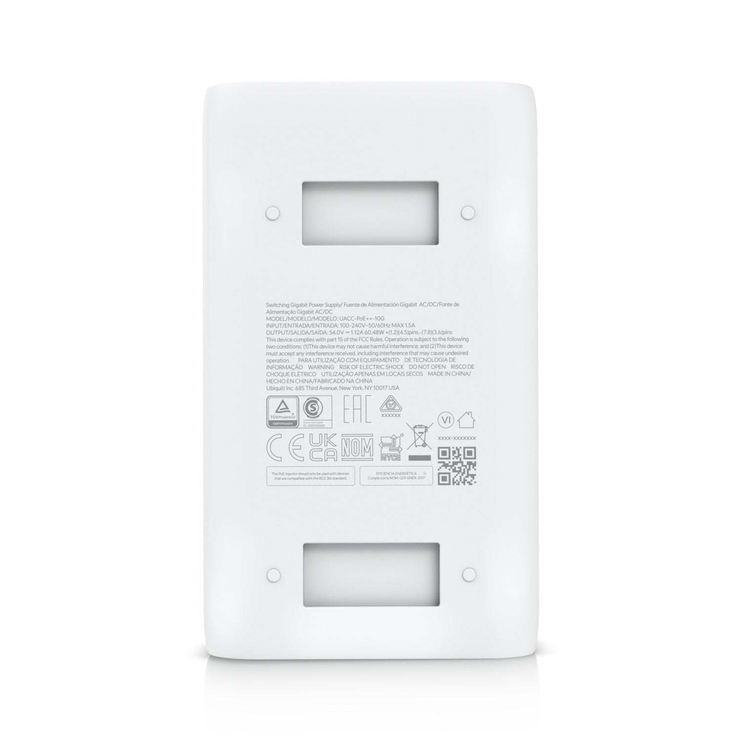Ubiquiti Poe ++ Inyector De 60 Vatios / 10 Gbe, Poe Inyector White Uacc-Poe++-10g