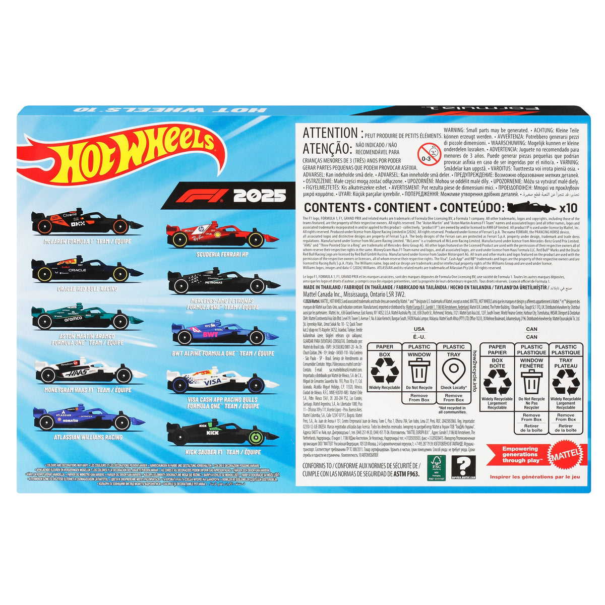 Blister 10 Coches F1 Hot Wheels