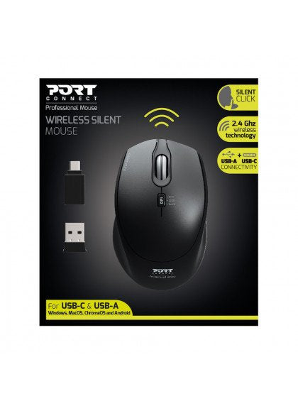 Port Designs 900713 Ratón Rf Wireless+Usb Type-C 1600 Dpi Ambidextro