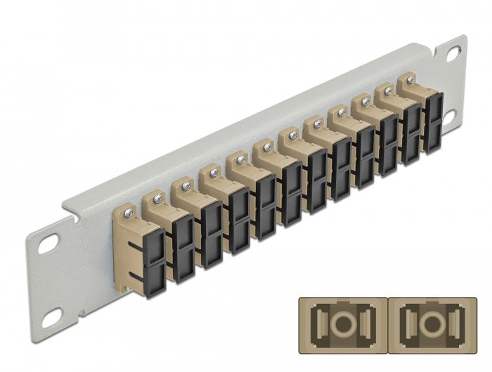 Delock 66793 Panel De Conexión De Fibra Óptica De 10" De 12 Puertos Sc Duplex Beis 1u Gris