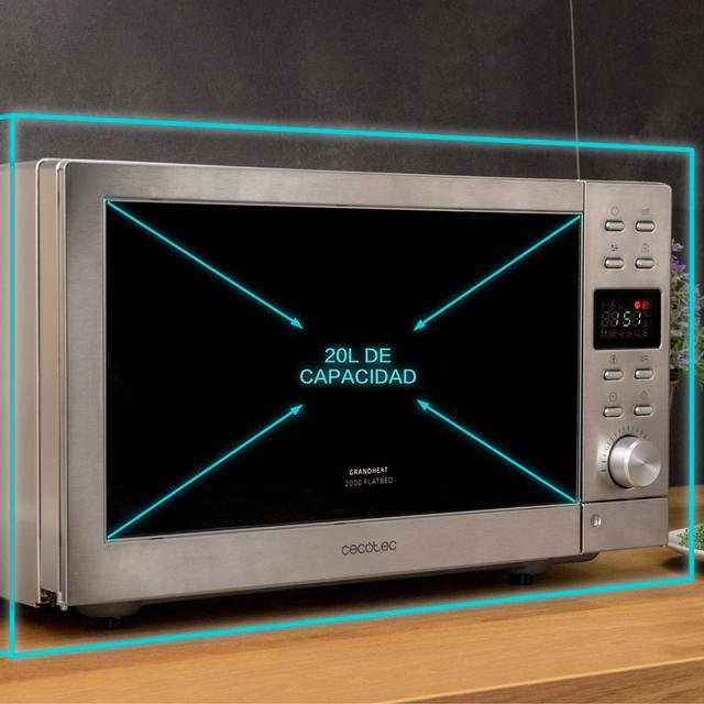 Cecotec Microondas Sin Plato Digital Grandheat 2000 Flatbed Steel. 700 W, 20 Litros