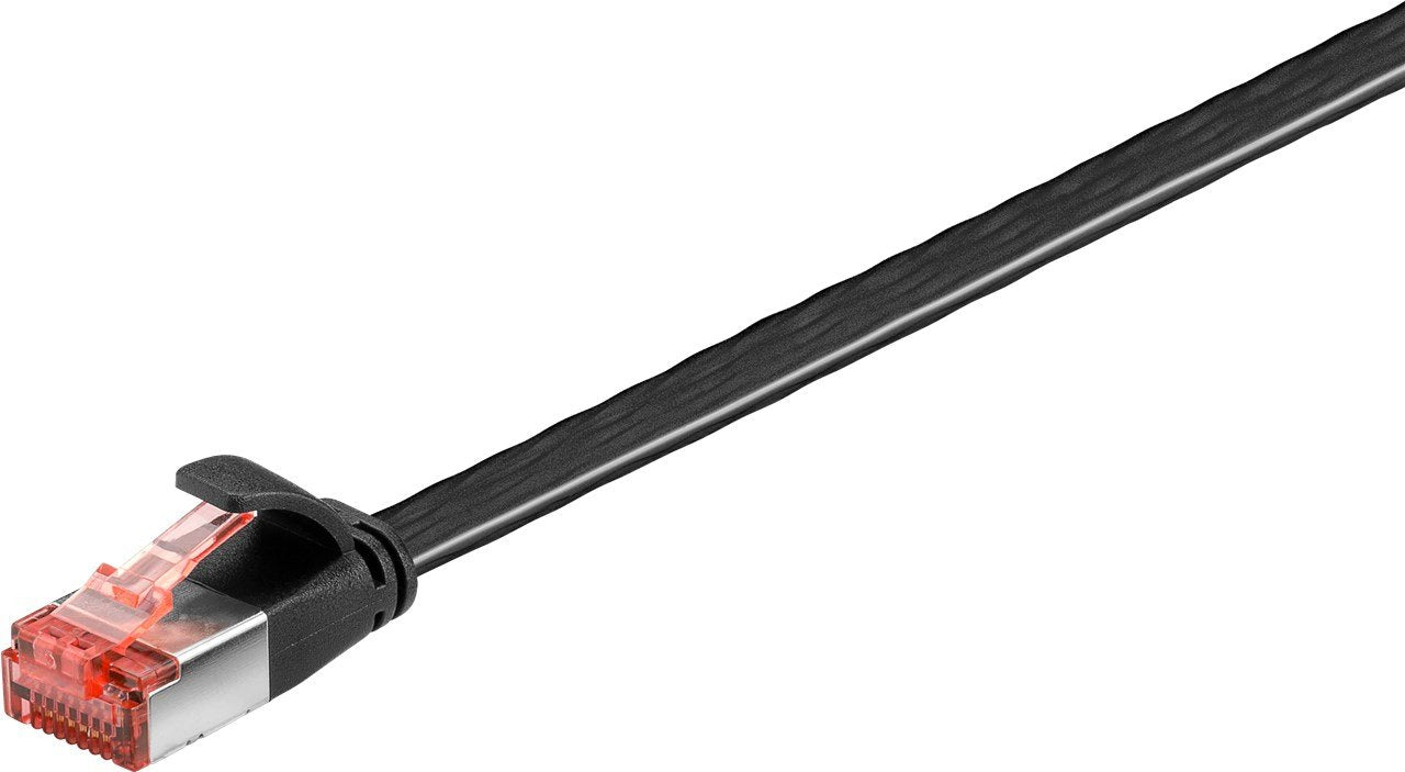 Latiguillo Cat 6, U-Ftp,  0.25 M, Negro, Plano Cu-Pvc