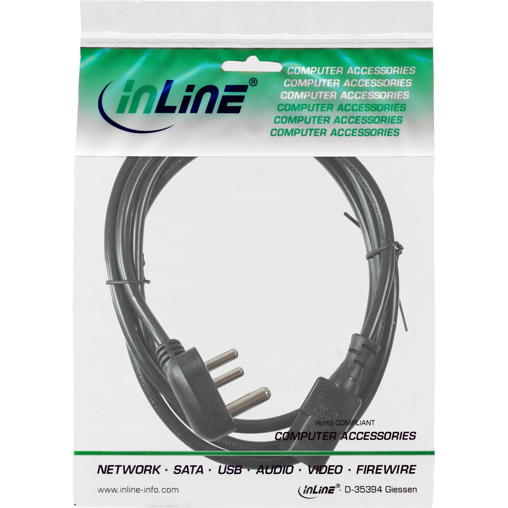 Inline® Power Cable Type D South Africa 5a / Iec Macho 1.8m