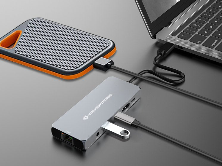 EAN 4015867231388 - Conceptronic DONN22G base para portátil y replicador de puertos Alámbrico USB 3.2 Gen 2 (3.1 Gen 2) Type- imagen 6
