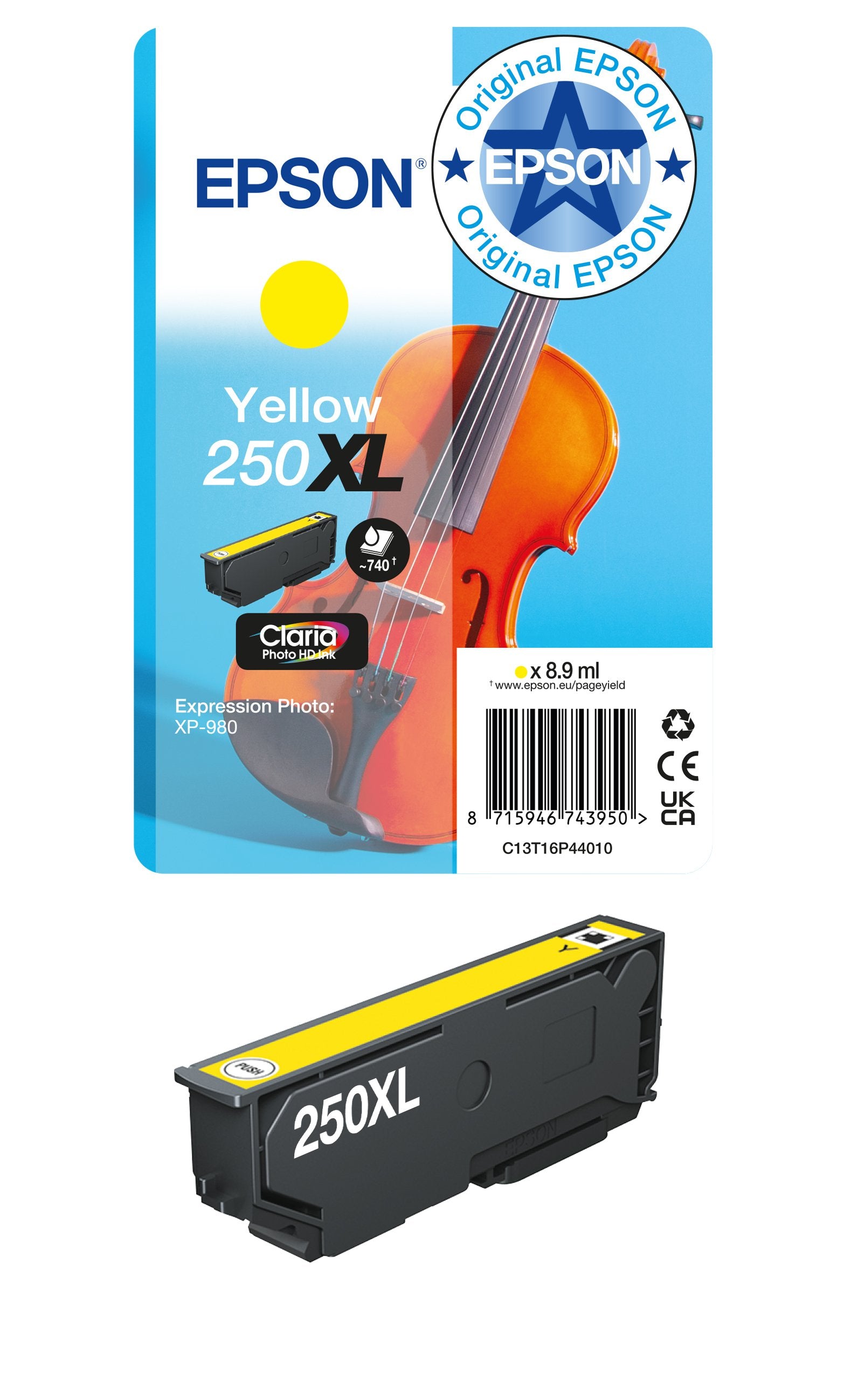 EAN 8715946743950 - Epson 250XL Violin Claria Photo HD cartucho de tinta 1 pieza(s) Original High (L) Yield imagen 2