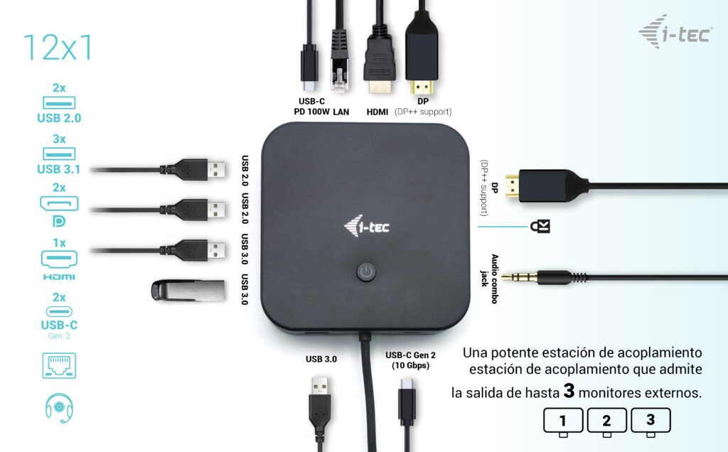 EAN 8595611706134 - i-tec C31TRI4KDPDPRO100 base para portátil y replicador de puertos Alámbrico USB 3.2 Gen 1 (3.1 Gen 1) Ty imagen 6