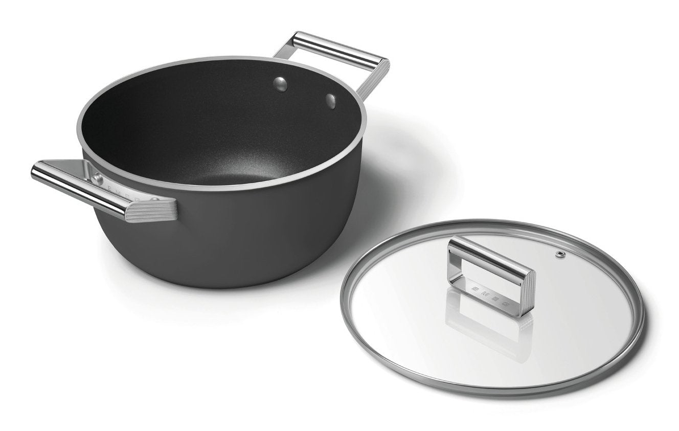 Smeg Csf2412blm Kochtopf, 20 Cm, Keramik, Edelstahlgriff, Mattschwarz