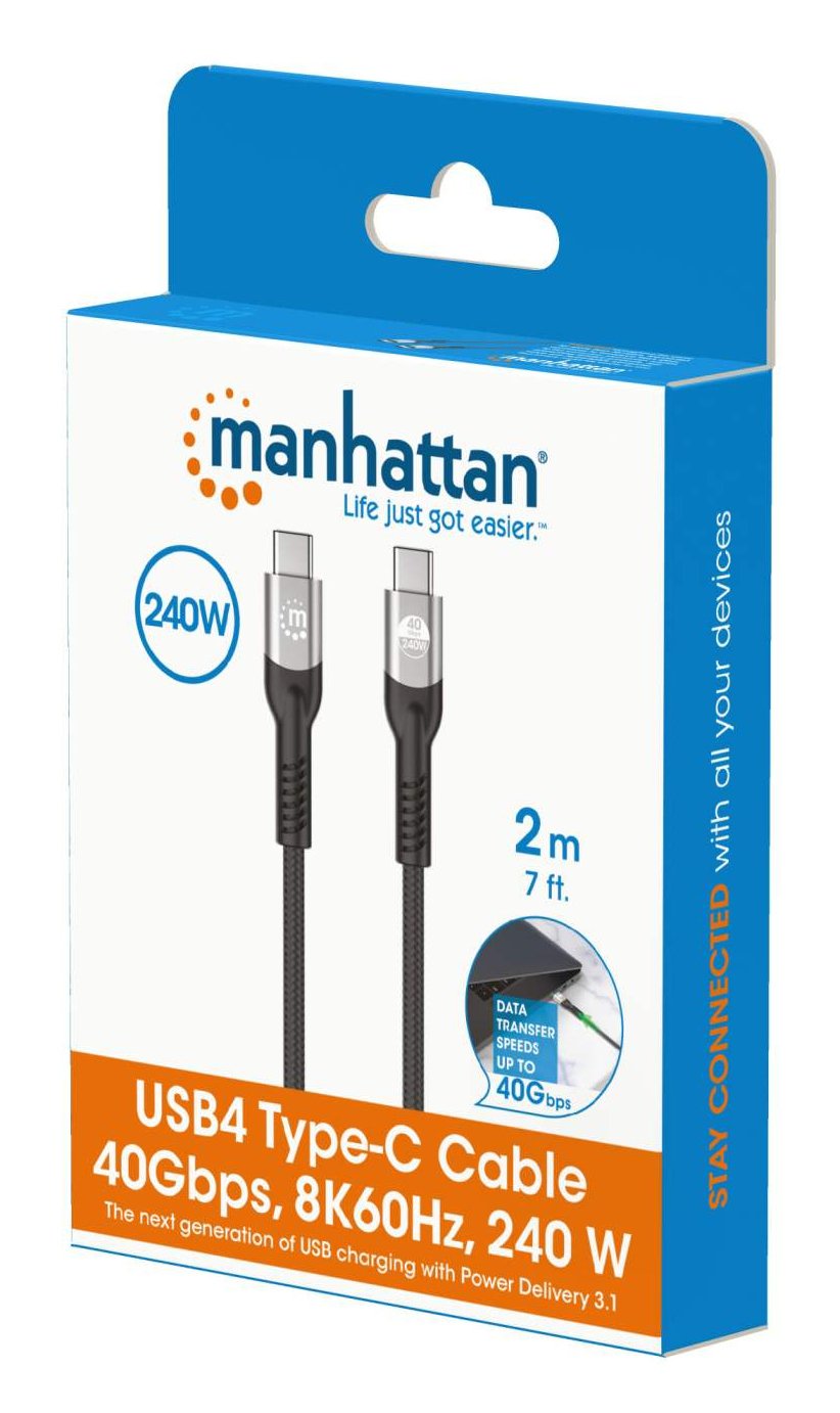 Cable Manhattan 356381 Usb4 Gen 3x2 2 M Usb C Negro
