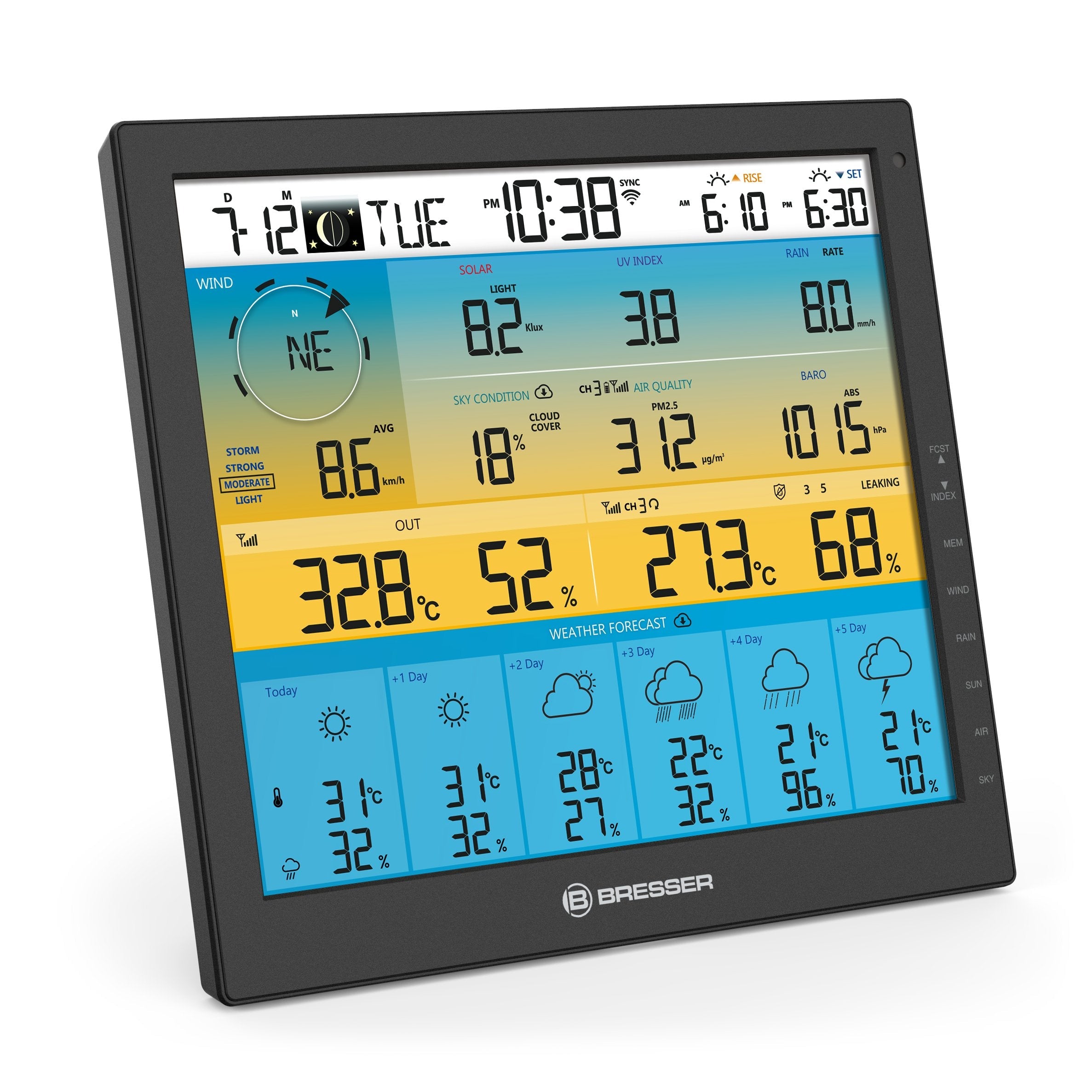 Bresser Optics 7003220 Estación Meteorológica Digital Negro Lcd Batería/Solar Wifi