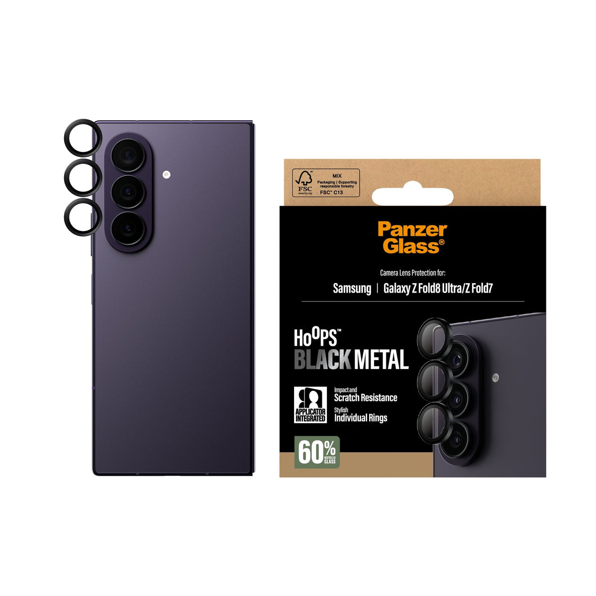 Panzerglass ® Hoops® Kameraschutz Negro Samsung Galaxy Z Fold8 Ultra  Z Fold7, Samsung, Samsung - Galaxy Z Fold8 Ultra, Samsung - Galaxy Z Fold7, Trockene Aplicación, Resistente A Arañazos, Resistente A Golpes, Transparente, 1 Ud.