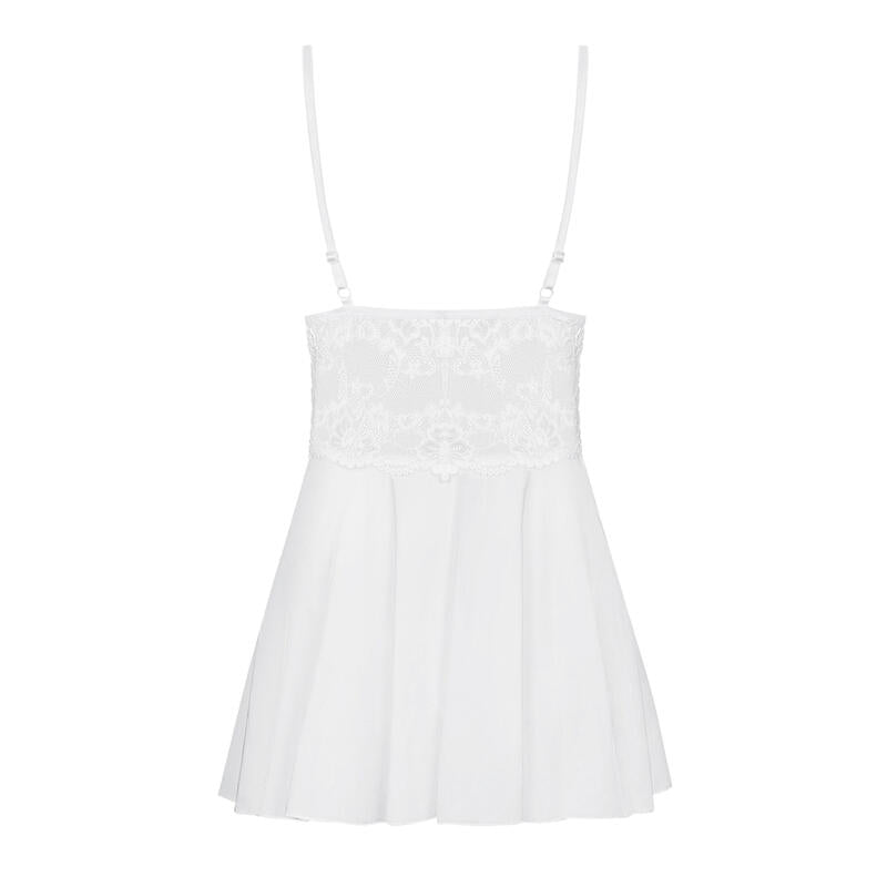 810-Bab-2 Babydoll Y Tanga Color Blanco Talla (Interno):L/Xl
