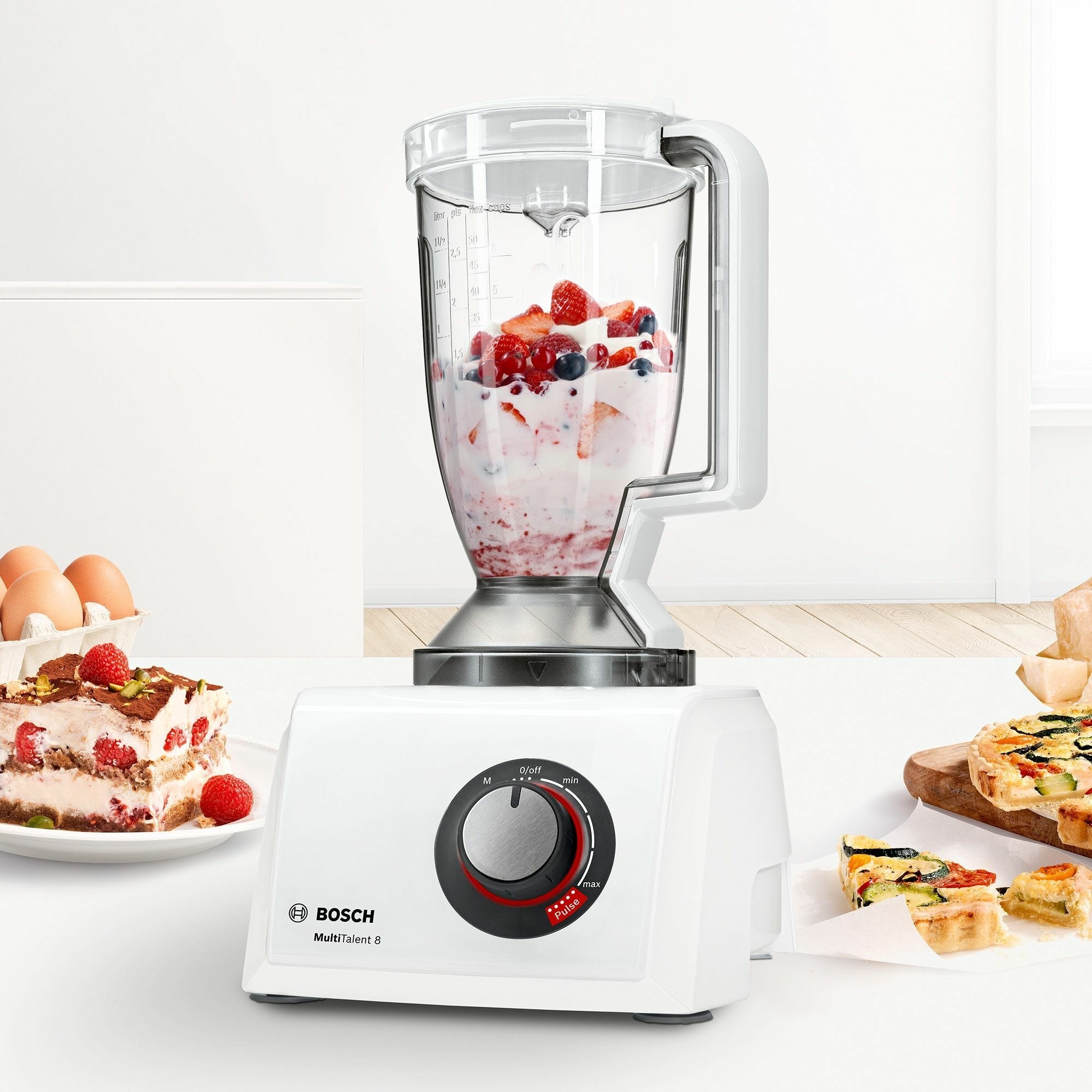 Robot De Cocina  Bosch Home Mc812w501 1000 W 3,9 L Blanco Balanza Integrada Blanco, 3,9 L, Blanco, Giratorio, Batir, Mezcla, Picar, Corte, Mezcla, Puré, 1,5 L, Ce, Eac, Vde