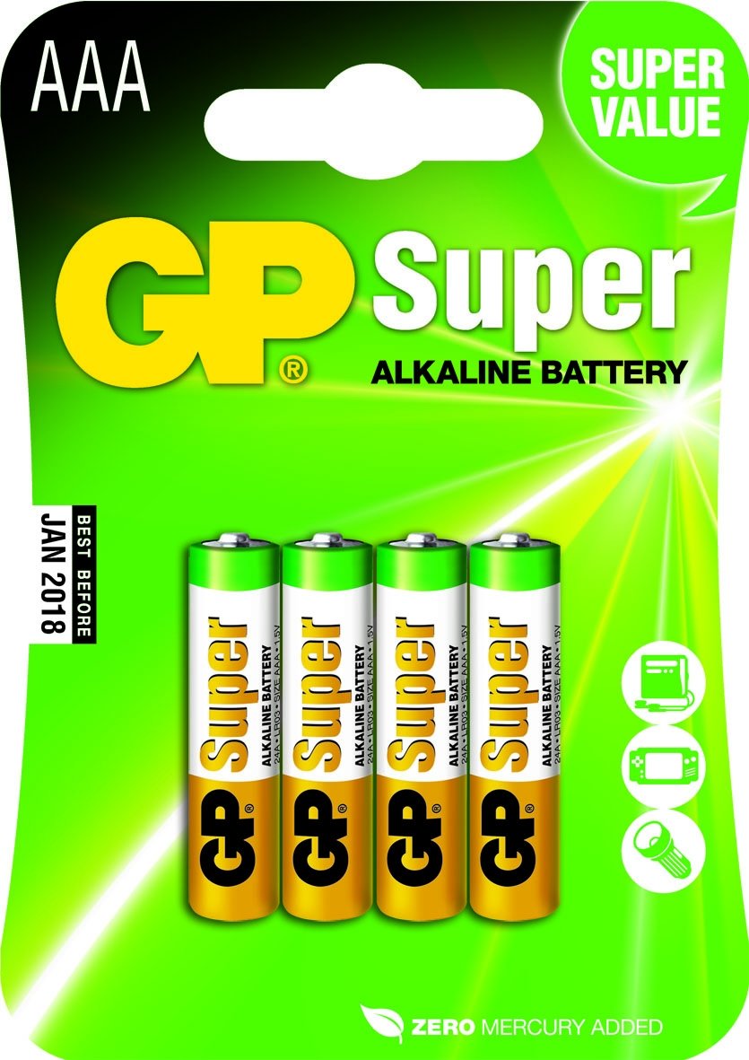 Gp Super Alkaline Pila Alcalina Aaa Lr03 Blister*4