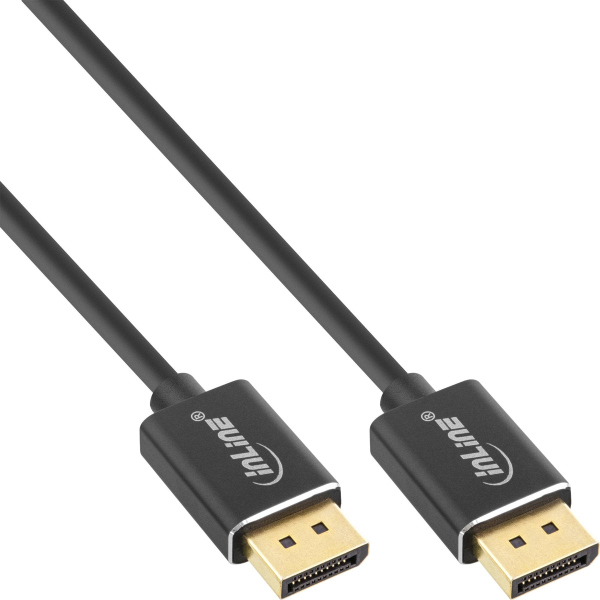 Cable Inline Displayport 1.4, Delgado, 8k4k, Negro, Dorado, 0,5 M