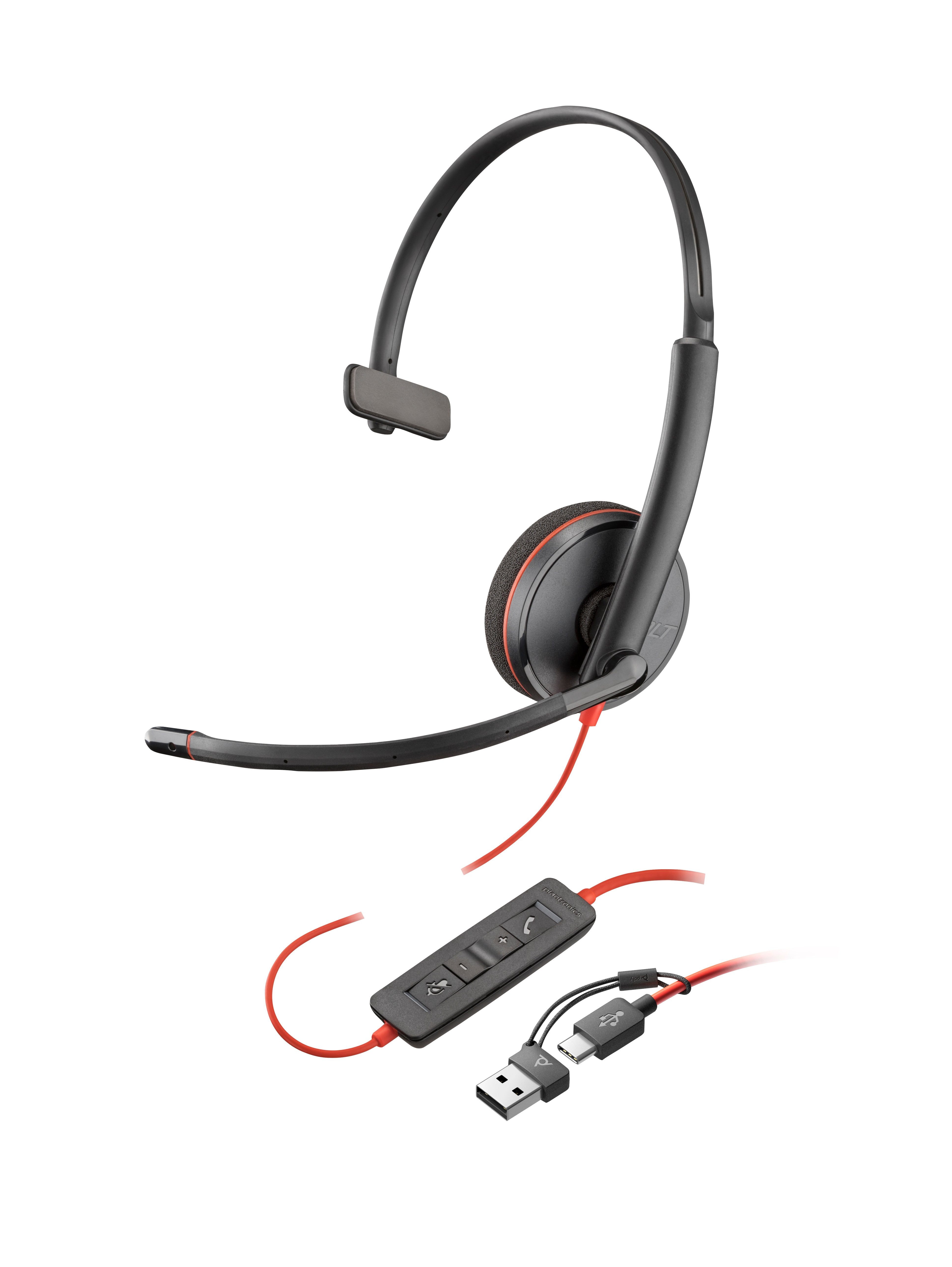 EAN 0197498433110 - HP Poly Blackwire 3210 Monaural USB-C Black Headset +USB-C/A Adapter (Bulk) Alámbrico Diadema Business/Ev imagen 2
