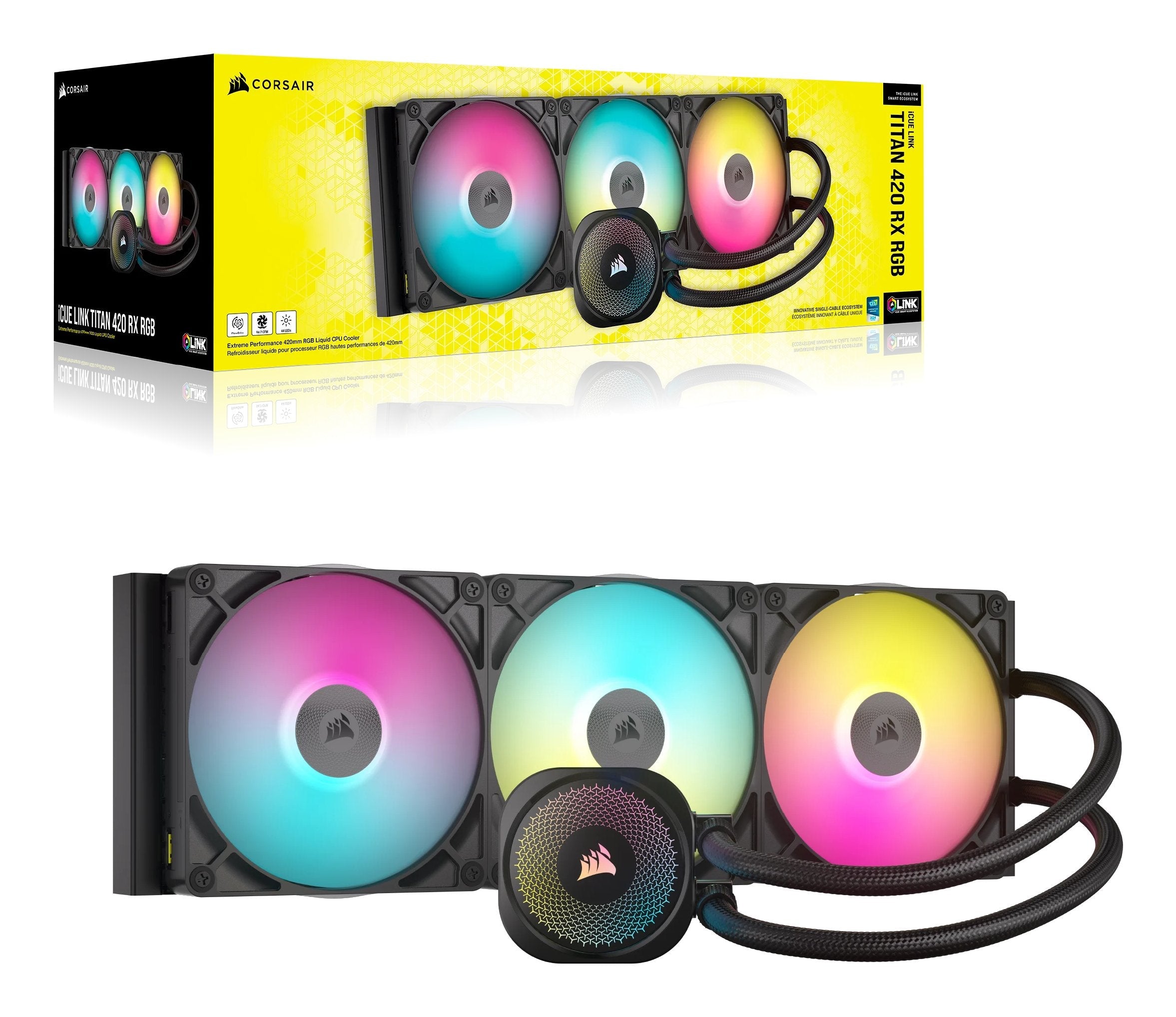 Refrigerador Liquido Cpu Corsair Wak Icue Link Titan 420 Rx Rgb Aio 420mm