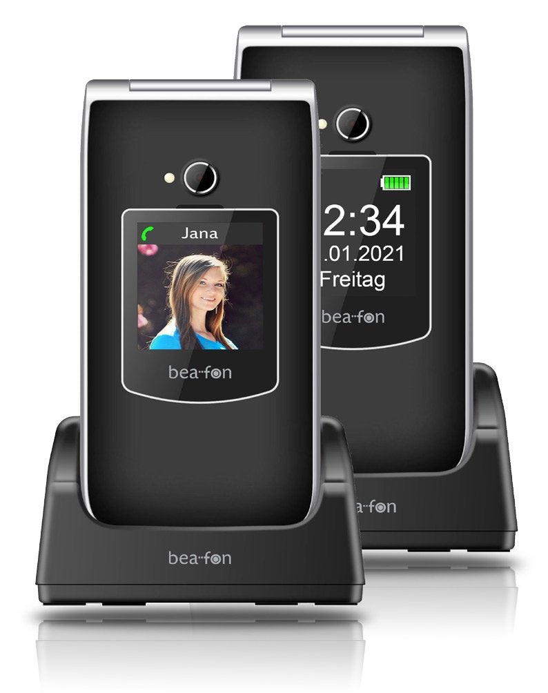 Beafon Sl645 Silver Line, Teléfono Plegable Con Teclas Grandes, Negro
