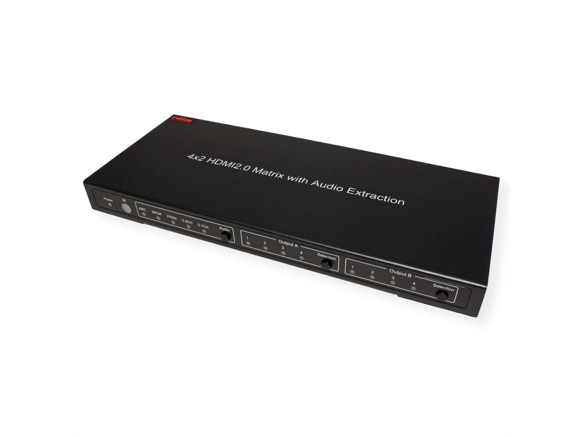 Roline 4k Hdmi Matrix Switch, 4 X 2, Mit Fernbedienung