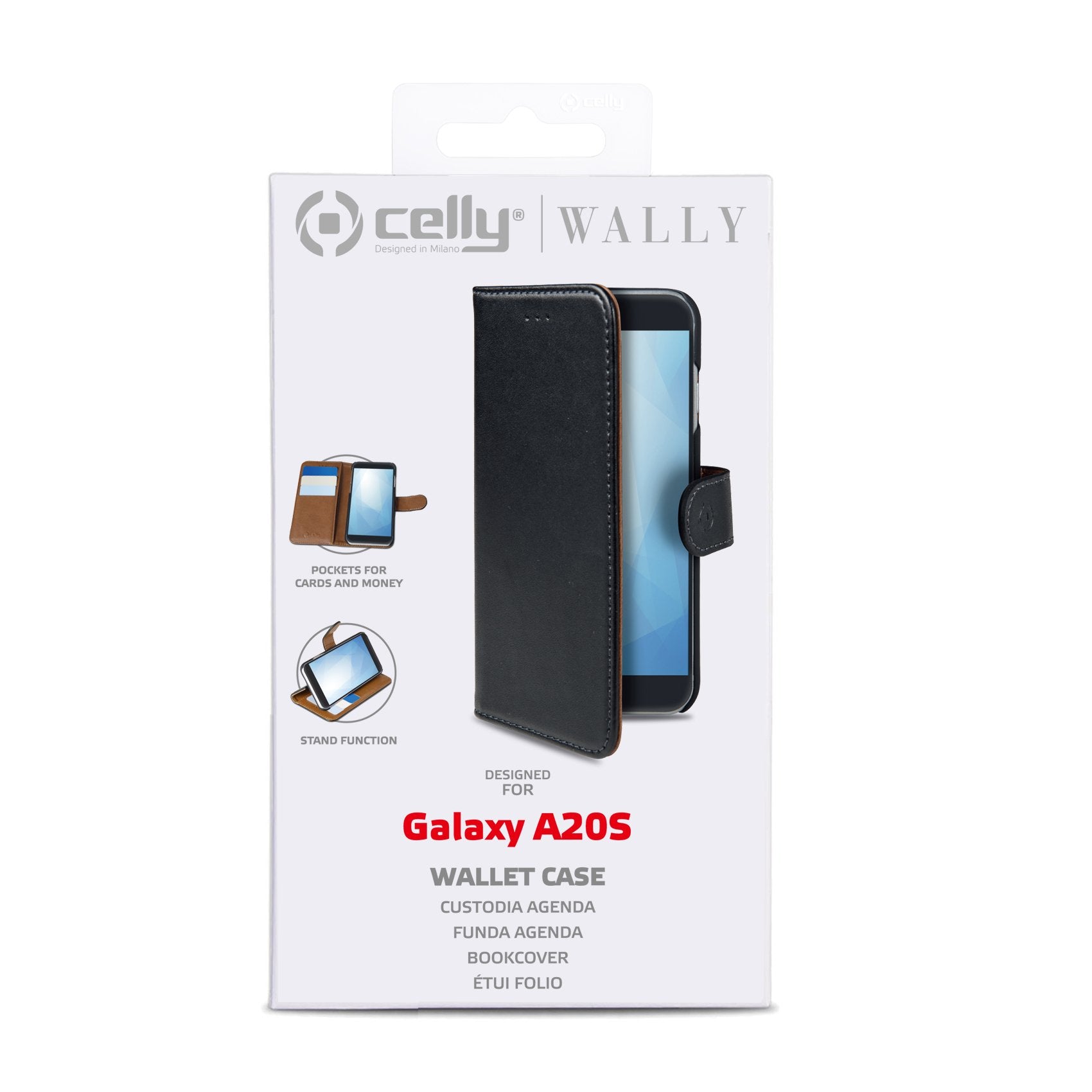Case Celly Samsung A20s Wallet Case Black Wally880