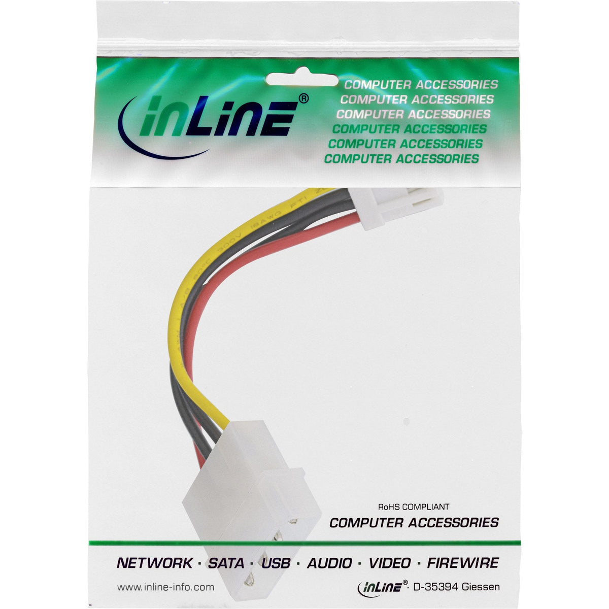 Adaptador De Corriente Inline Molex Interno De 5,25" Hembra De 4 Pines A Disquete Macho De 3,5" De 6 Cm