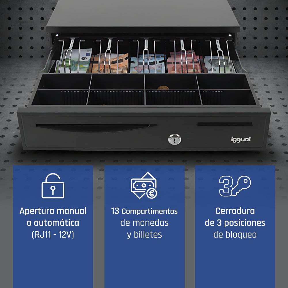 EAN 8435364316344 - iggual IRON-50 Cajón de efectivo automático y manual imagen 3