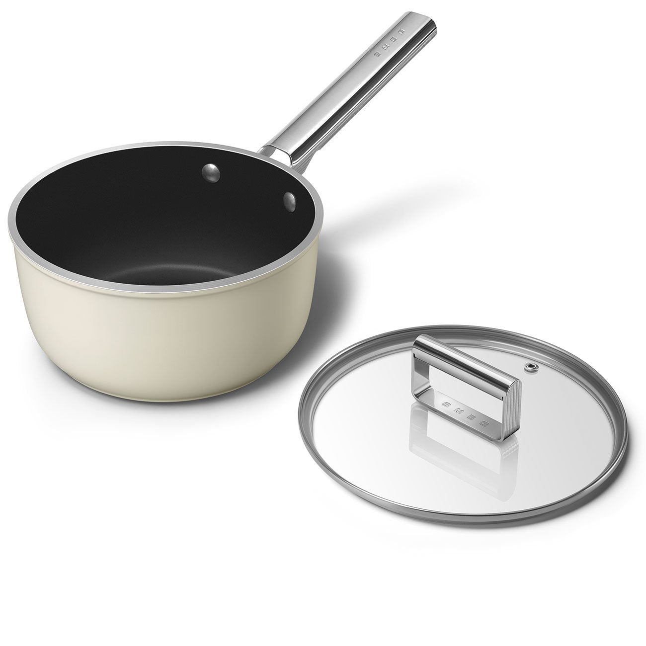 Smeg Spf2012crm Kochtopf, 20 Cm, Keramik, Edelstahlgriff, Mattcreme