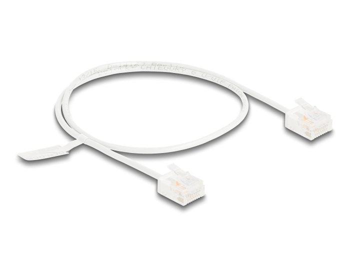 Delock Rj45 Cable De Red Cat.6 Utp Ultra Slim 0,5 M Blanco Con Kurzen Machon