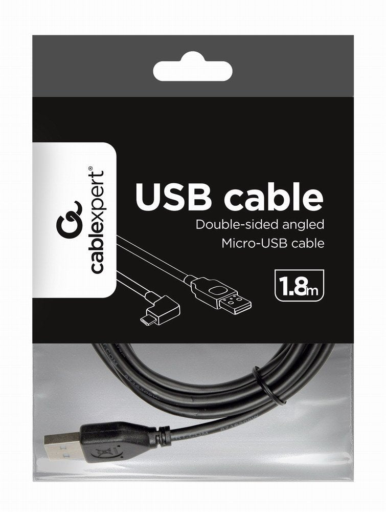 Gembird Cable Micro-Usb A Usb 2.0 Am Acodado, 1,80m, Negro