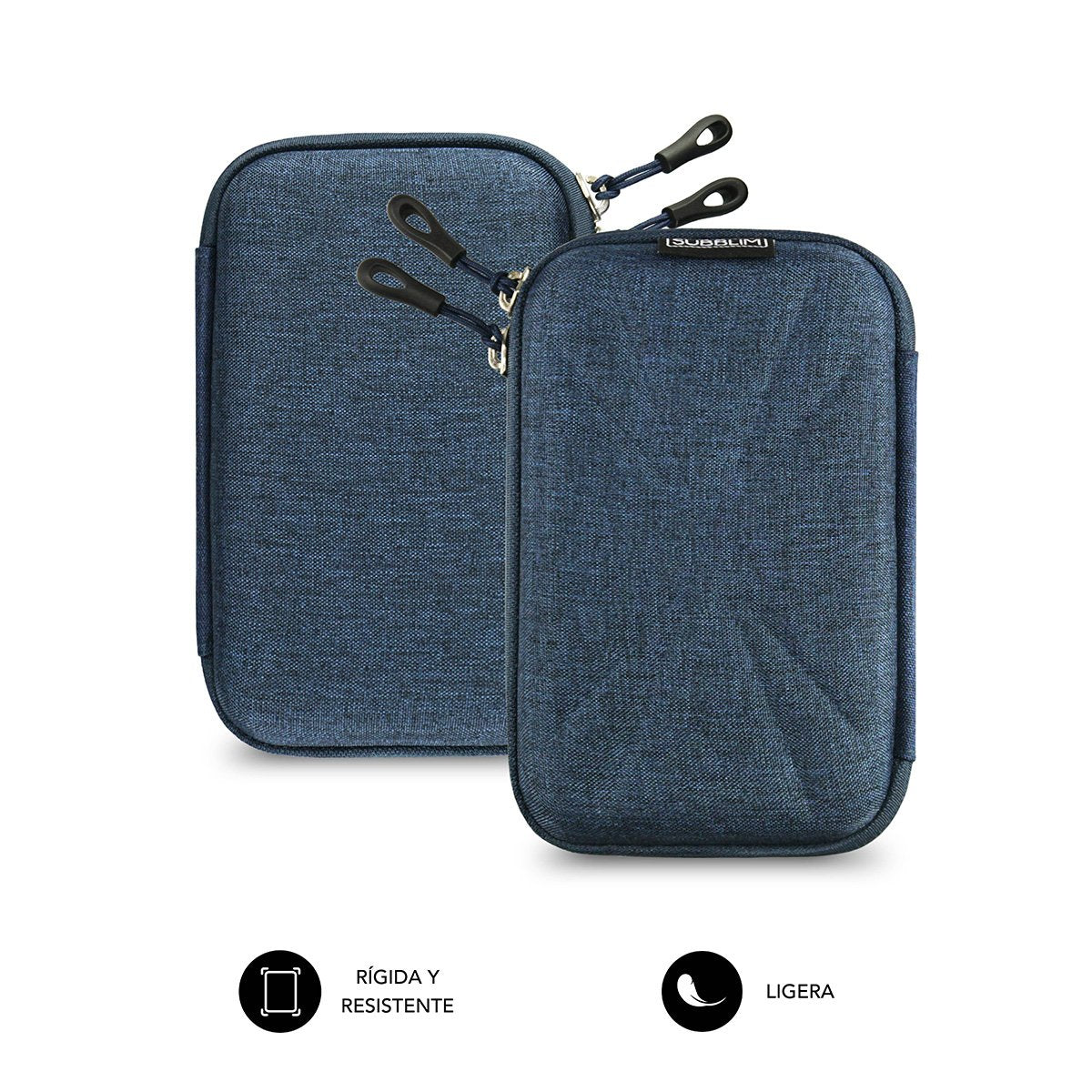 Funda Subblim Hdd Business Dark Blue Para Disco De 2.5'/6.35cm Exterior Rígido Interior Acolchado Bandas Elásticas