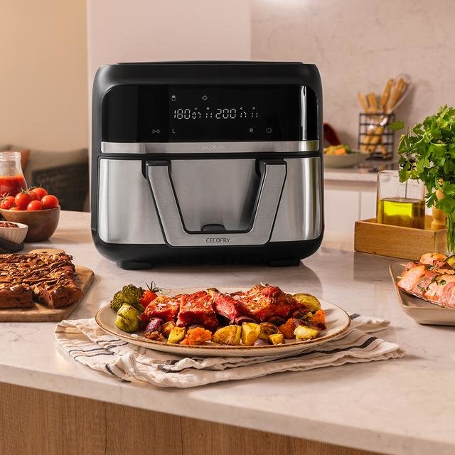 EAN 8435484049962 - Cecotec Cecofry Dual 9000 Sencillo 9 L Independiente 2850 W Freidora de aire caliente Negro, Acero inoxid imagen 6