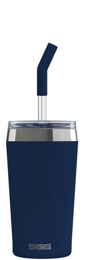 Taza De Café Sigg Helia Night Ink 0,45 L, Taza Térmica Azul Oscuro, Con Pajita