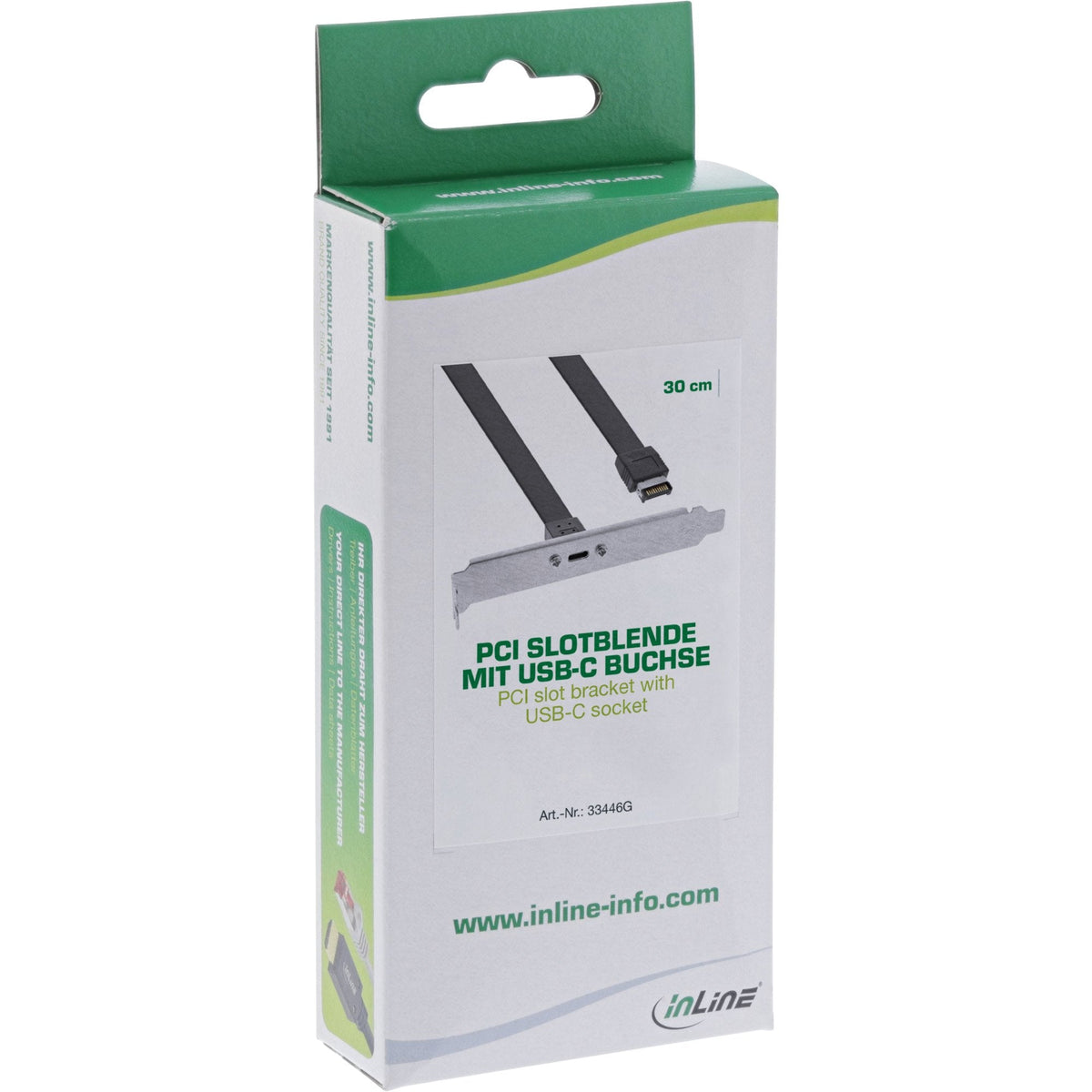 Inline Slot Bracket Usb Type-C A Usb 3.1 Panel Frontal Key-A Internal, 0.3m