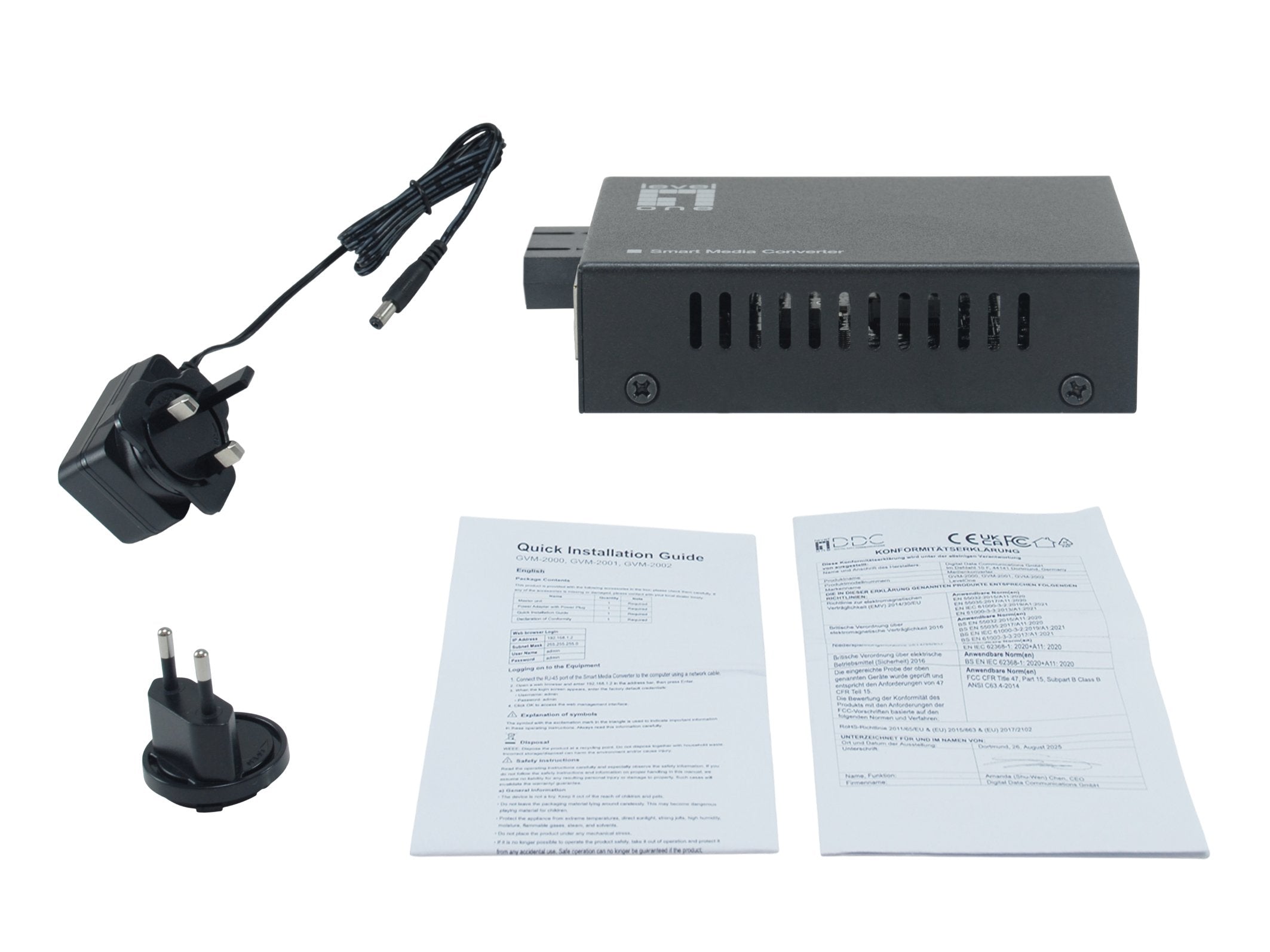 Levelone Media Convertidor Rj45->Sc Ge Sm Smart 1310nm 20km