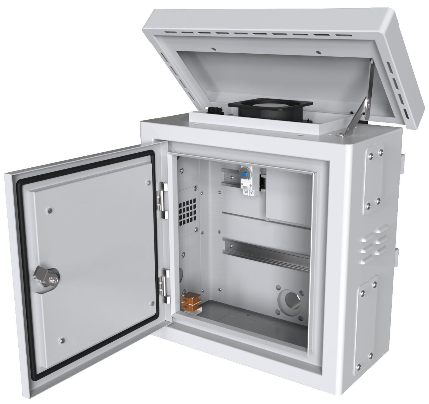 Mini Radius Pole Mounted   Cctv Cabinet For 4 Cameras